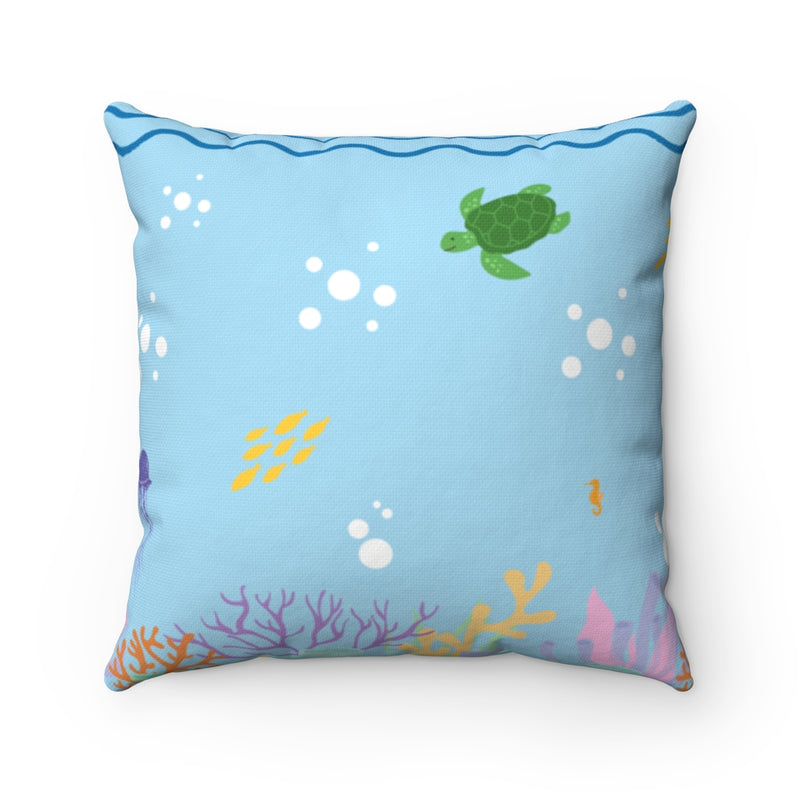 Sam The Shark Spun Polyester Square Pillow - Water View