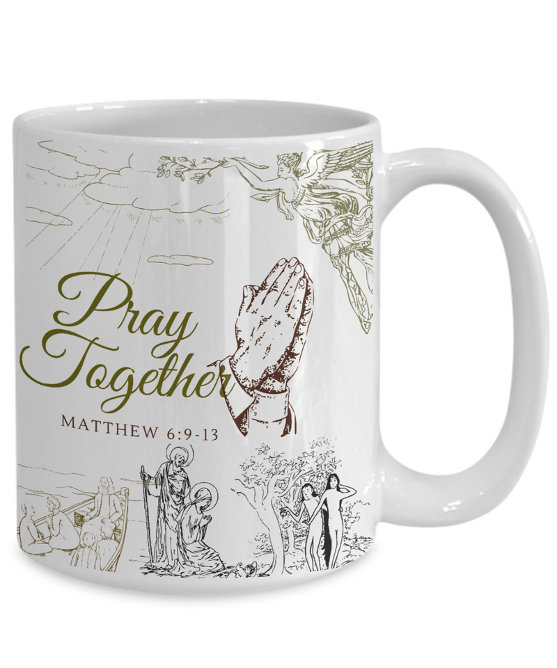 Matthew 6:9-13 Scripture Coffee Mug Bible Verse Quotes Mug - Coffee Mug: " Pray Together “ Verse Coffee Mug Inspirational Gift Cup