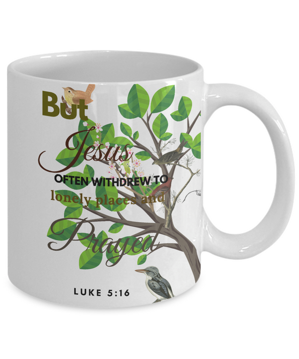 Luke 5:16 Scripture Coffee Mug, Bible Verse Quotes Mug - Coffee Mug: " But Jesus.... “ Verse Coffee Mug Inspirational Gift Cup