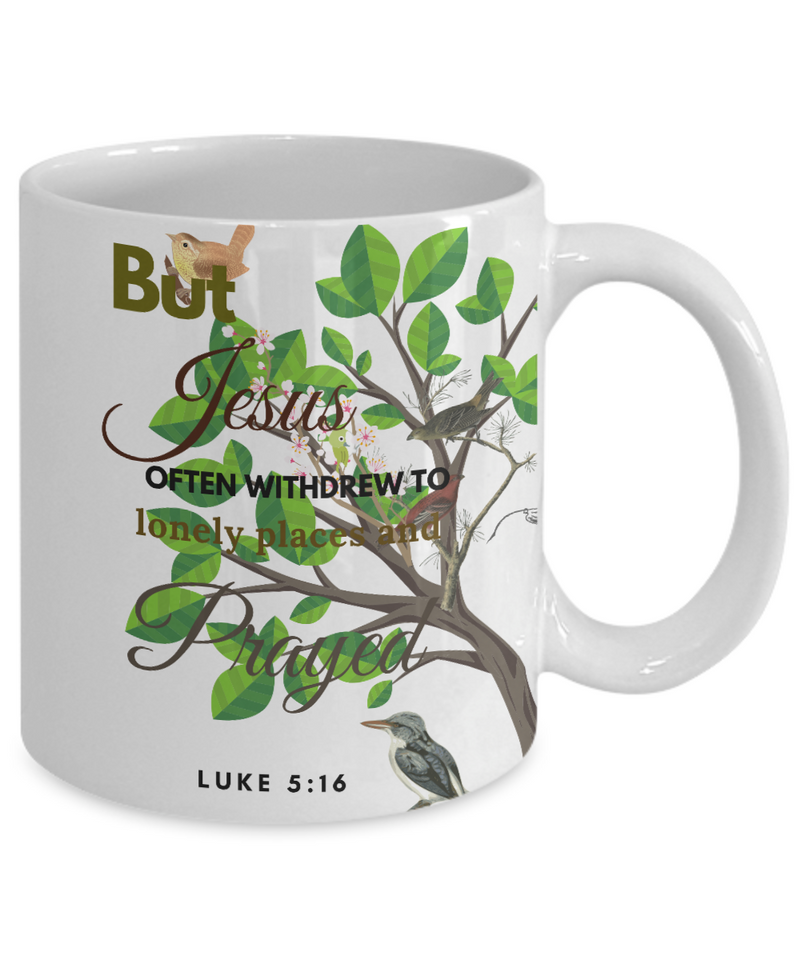 Luke 5:16 Scripture Coffee Mug, Bible Verse Quotes Mug - Coffee Mug: " But Jesus.... “ Verse Coffee Mug Inspirational Gift Cup