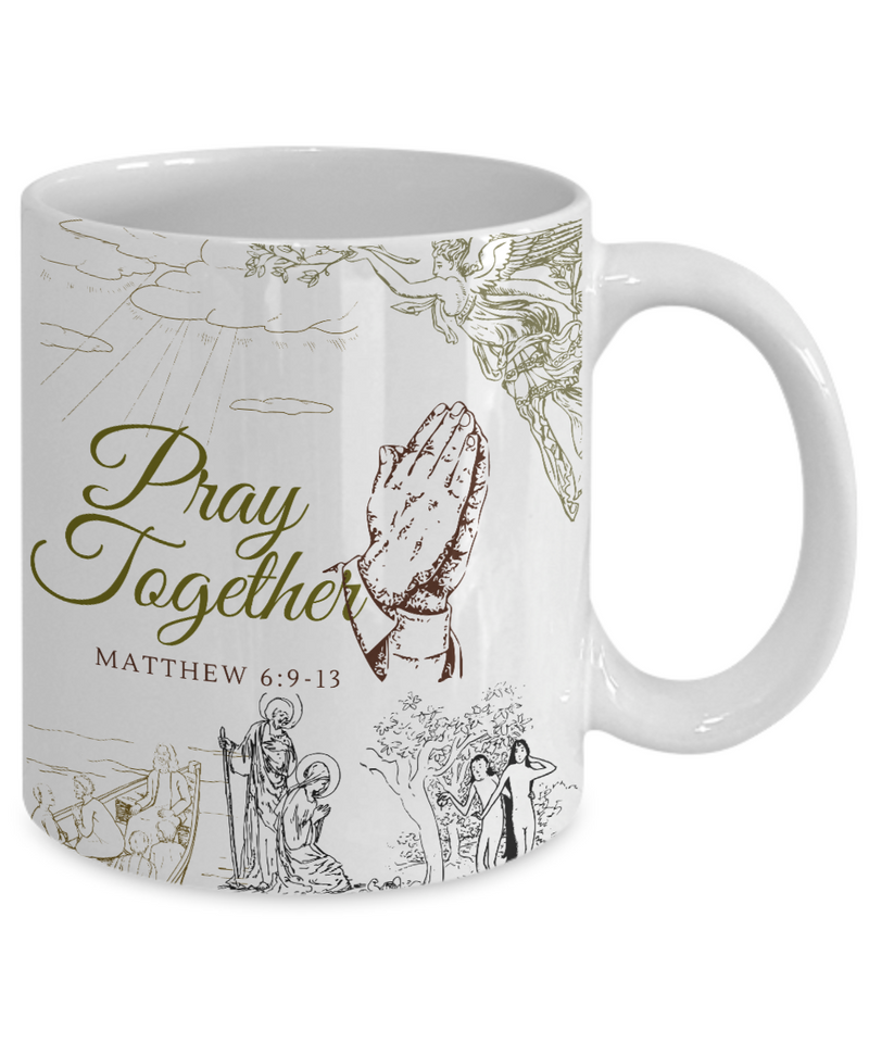 Matthew 6:9-13 Scripture Coffee Mug Bible Verse Quotes Mug - Coffee Mug: " Pray Together “ Verse Coffee Mug Inspirational Gift Cup