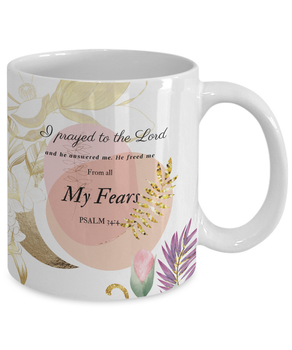 Psalm 34:4 Scripture Coffee Mug