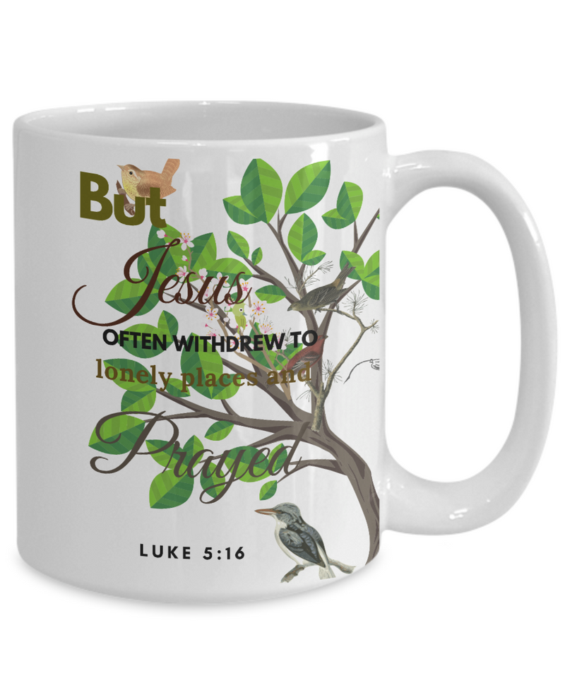 Luke 5:16 Scripture Coffee Mug, Bible Verse Quotes Mug - Coffee Mug: " But Jesus.... “ Verse Coffee Mug Inspirational Gift Cup