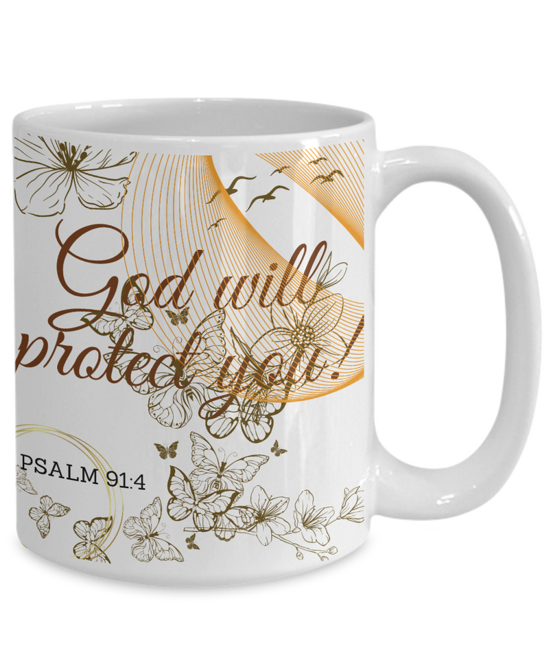 Psalm 91:4 Scripture Coffee Mug