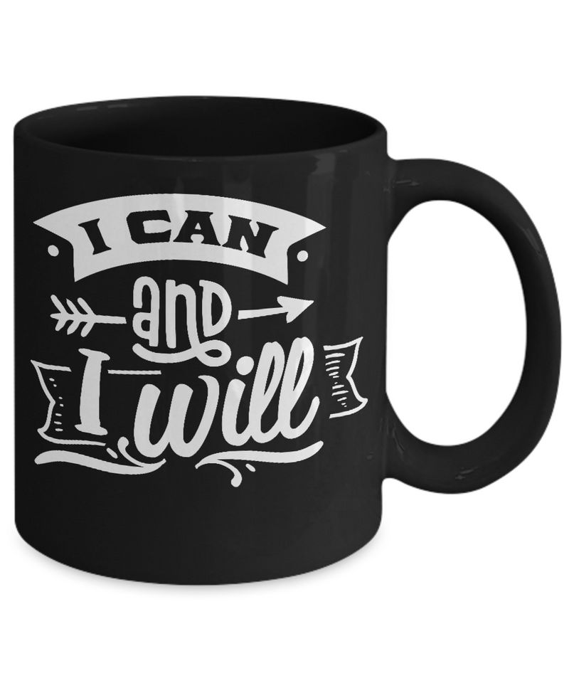 I Can and I Will Black Mug