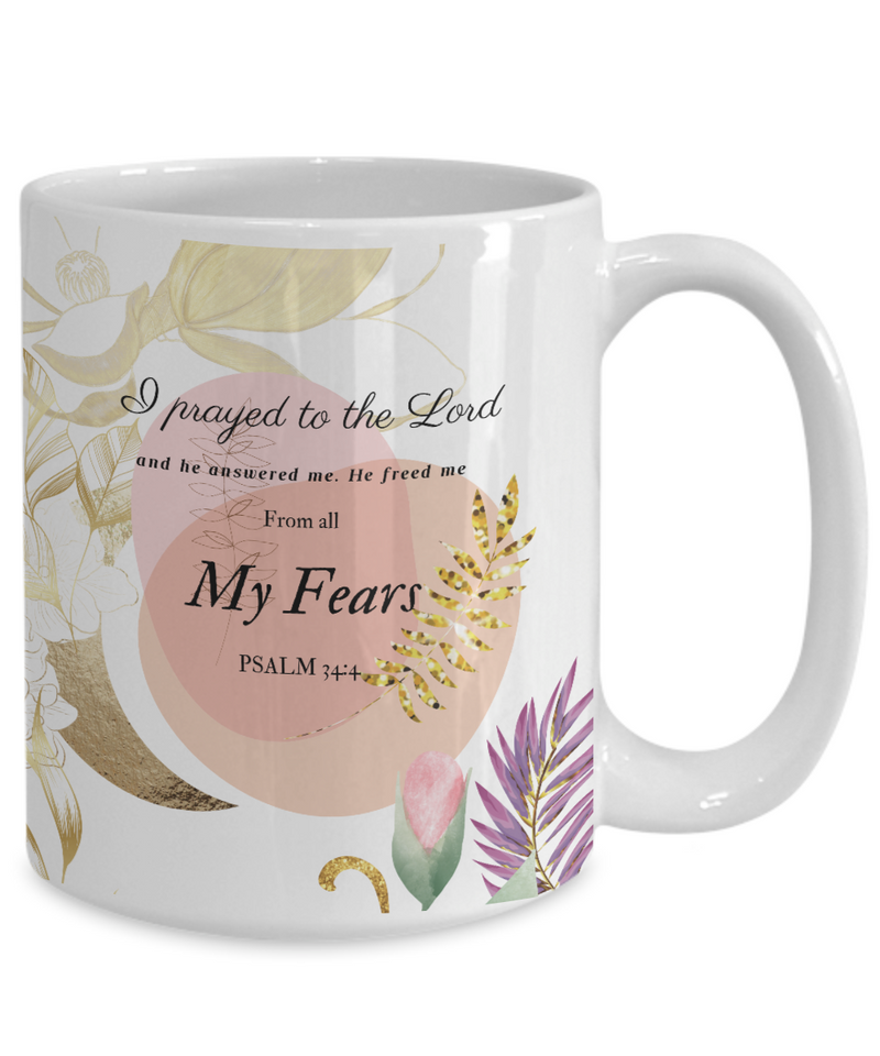 Psalm 34:4 Scripture Coffee Mug