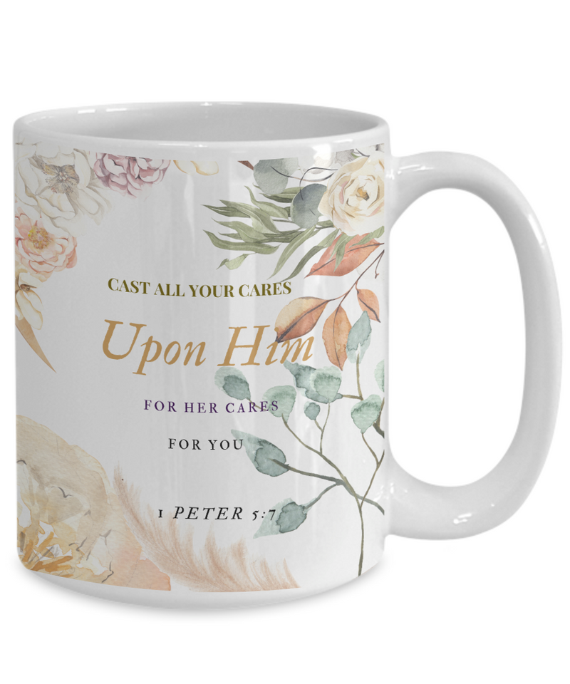 1 Peter 5:7  Scripture Coffee Mug