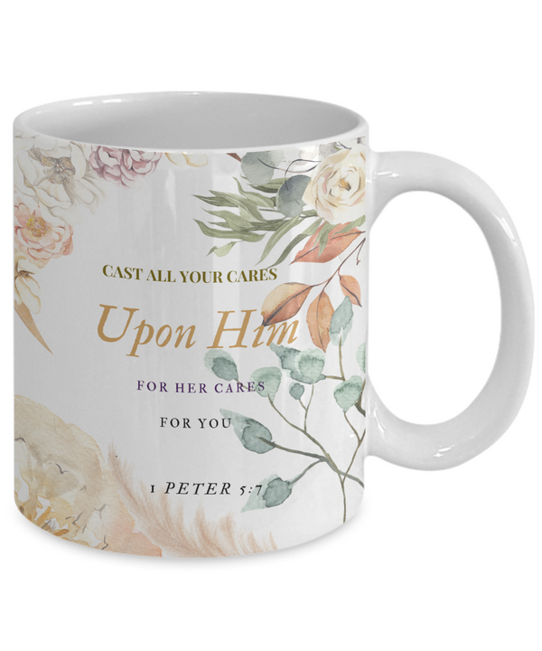 1 Peter 5:7  Scripture Coffee Mug