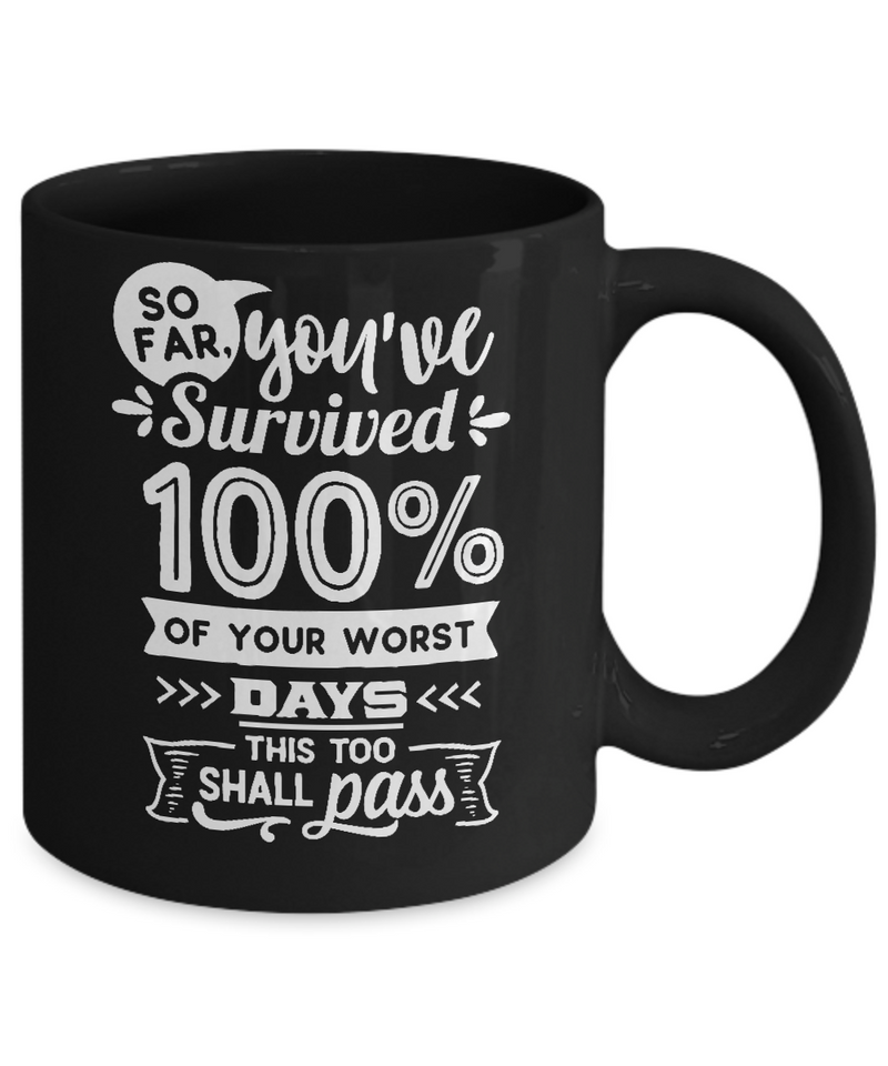 So Far You've Survived Black Mug