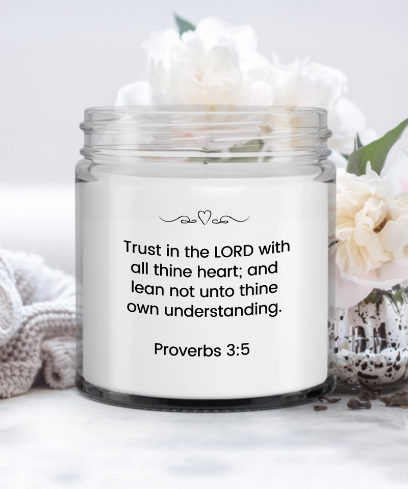 Proverbs 3:5 Bible Verse Candle