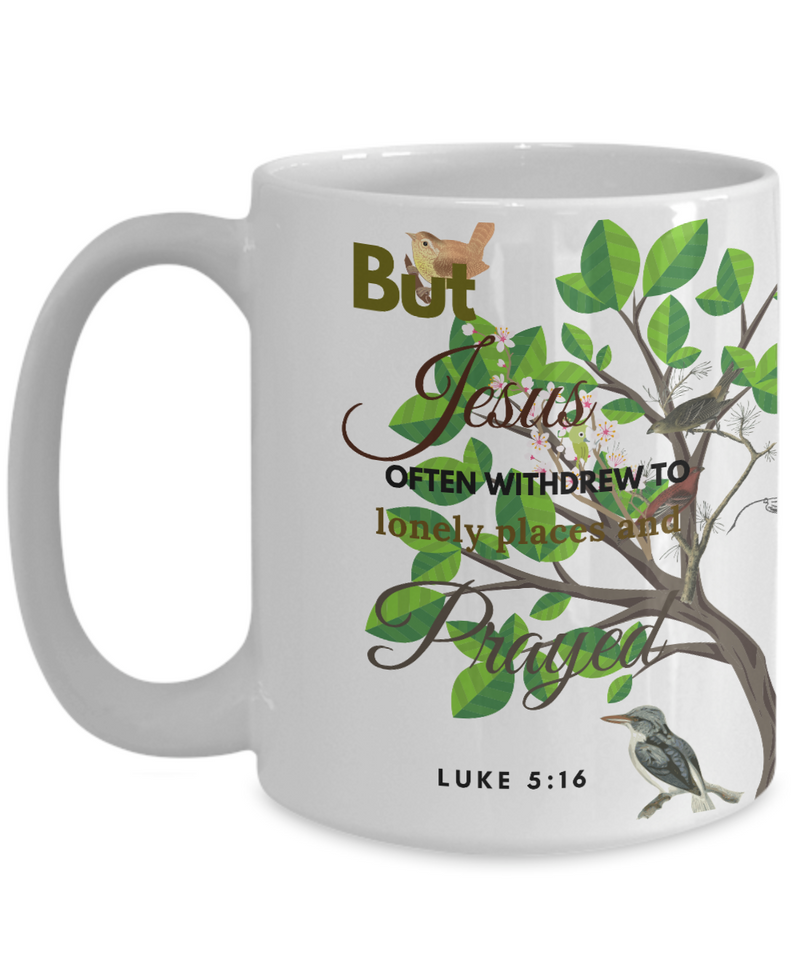 Luke 5:16 Scripture Coffee Mug, Bible Verse Quotes Mug - Coffee Mug: " But Jesus.... “ Verse Coffee Mug Inspirational Gift Cup