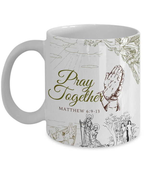 Matthew 6:9-13 Scripture Coffee Mug Bible Verse Quotes Mug - Coffee Mug: " Pray Together “ Verse Coffee Mug Inspirational Gift Cup