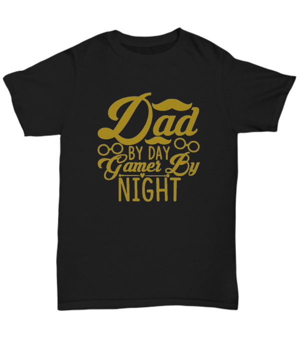 Dad By Day Gamer by Night Black T-shirt