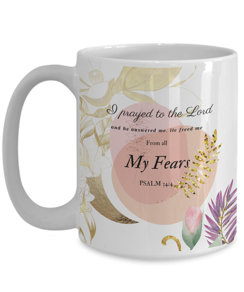 Psalm 34:4 Scripture Coffee Mug