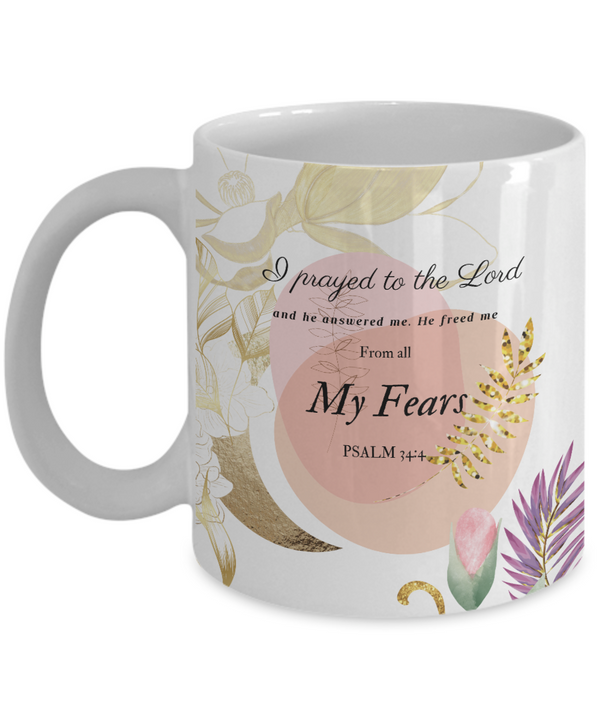 Psalm 34:4 Scripture Coffee Mug