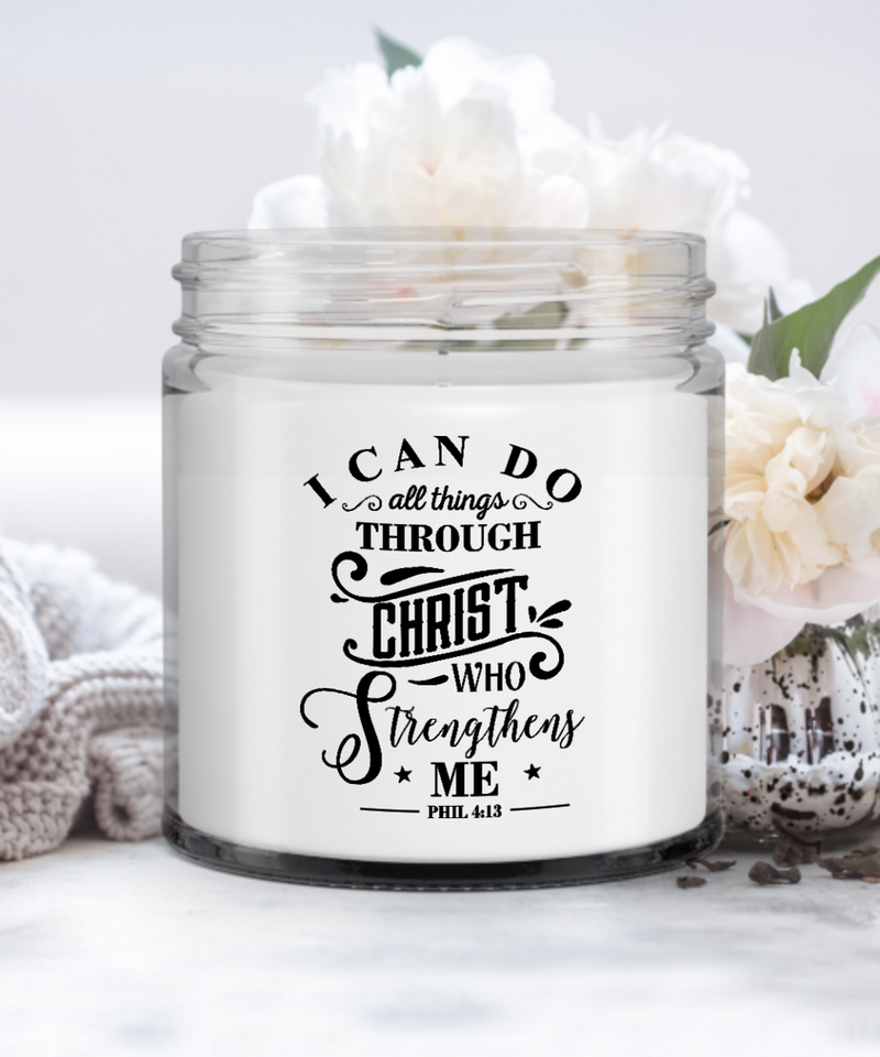Philippians 4:13︱Bible Verse Candle︱All Natural Soy︱ Phthalate-Free ︱100% Soy Candle︱Gospel ︱Scented Candle︱Scripture ︱Good News Candles