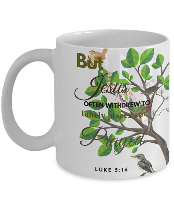 Luke 5:16 Scripture Coffee Mug, Bible Verse Quotes Mug - Coffee Mug: " But Jesus.... “ Verse Coffee Mug Inspirational Gift Cup
