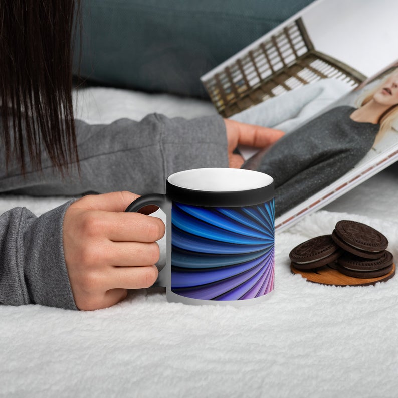 Multicolor Matte Black Magic Mug, Color Changing Coffee Mug, Heat Sensitive Color Changing Mug
