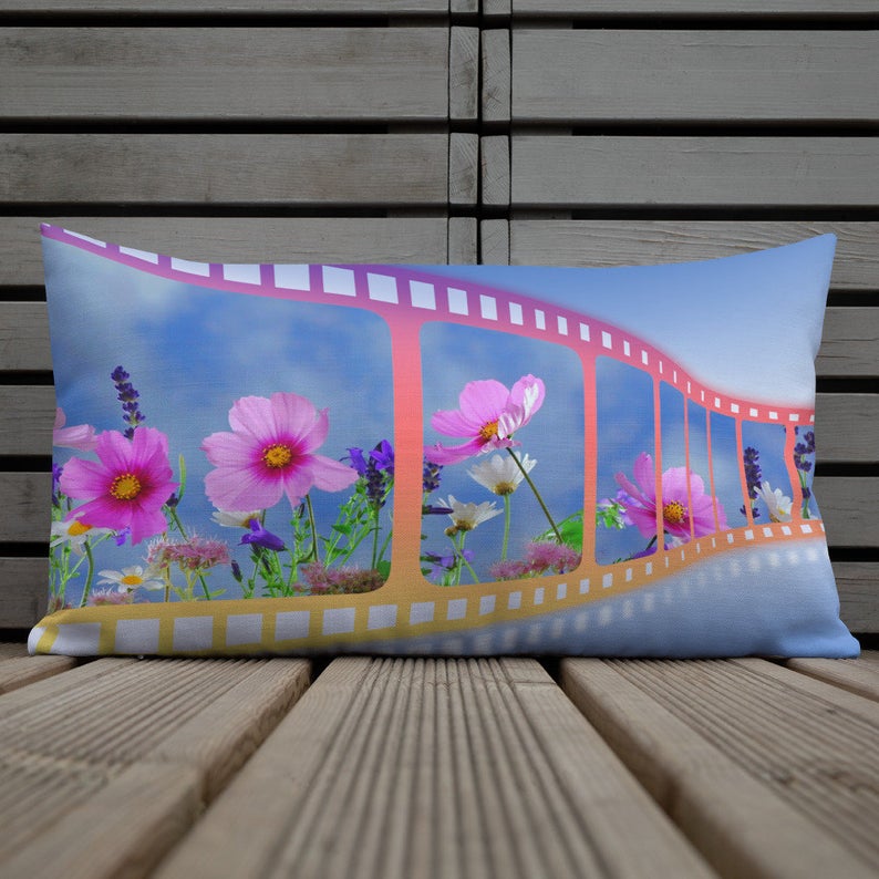 Flower Throw Pillow Outdoor Summer Cushion Cover polyester Linen Waist Pillow Case Standard Decorative Pillows