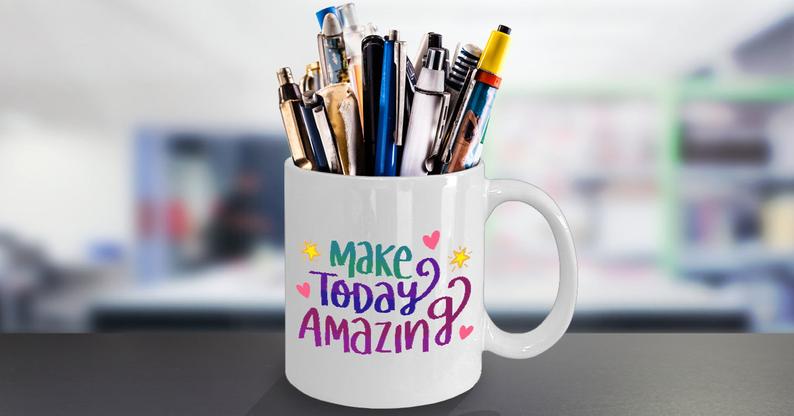 Make Today Amazing Coffee Mug. A Great Inspirational Ceramic Design Colorful Gift Mug to Give as a Gift