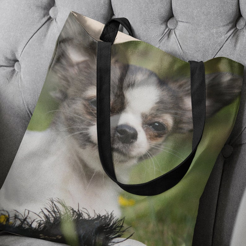 Pet tote, Dog bag, Puppy bag, Chihuahua. Great for dog stuff, shopping, books, laptop. Cute dog lover gift