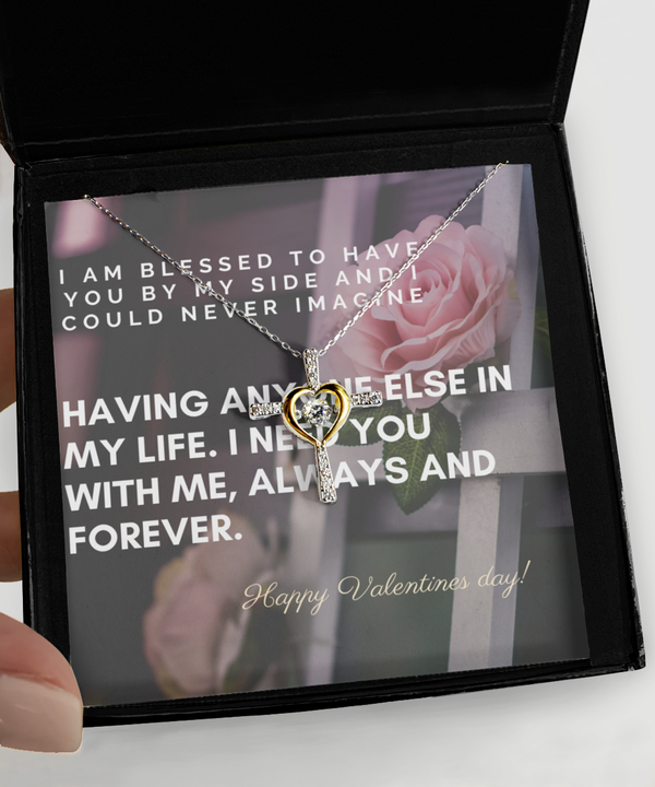 Cross dancing Valentines Necklace