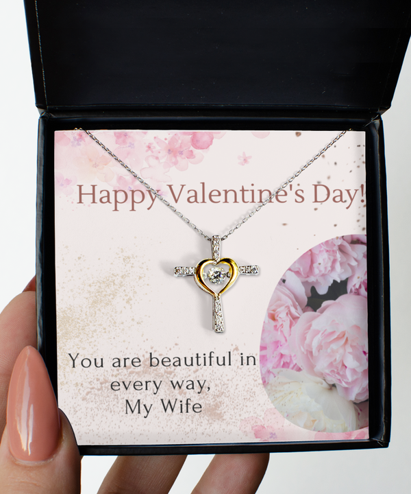 Happy Valentine's  day Cross Necklace - For My Wife