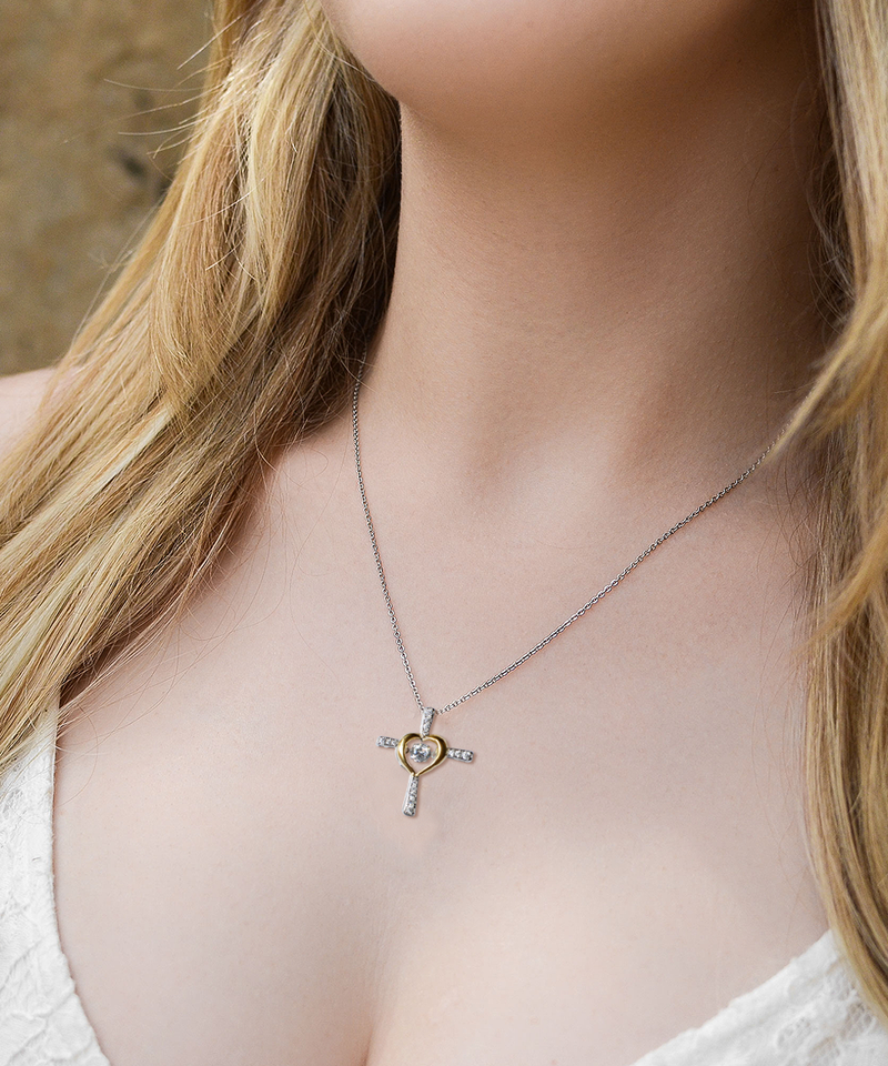 Happy Valentine's  Day Cross Necklace - To My Girlfriend Gift