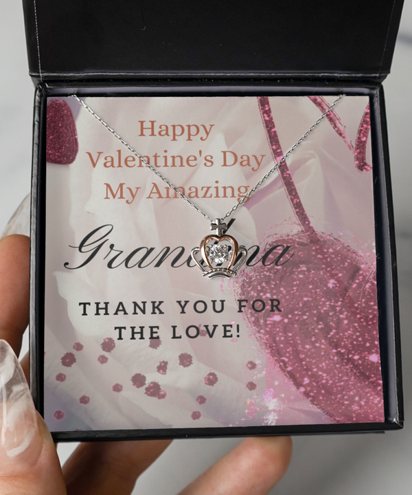 Happy Valentine's Day Crown Necklace - For My Grandma