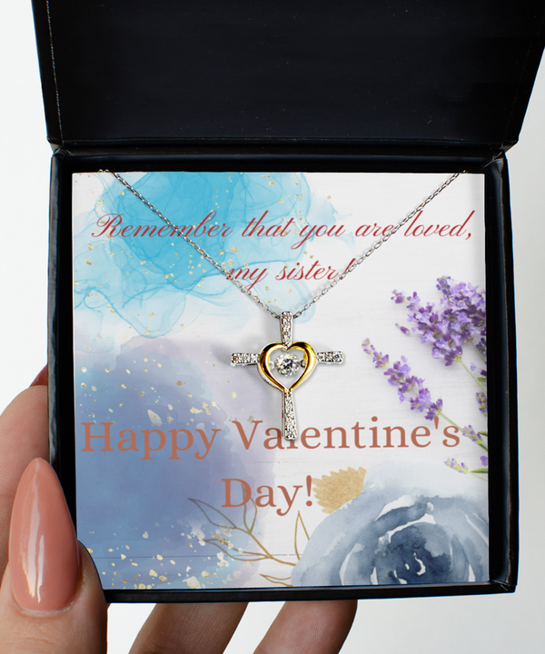 Happy Valentine's Day Cross Necklace