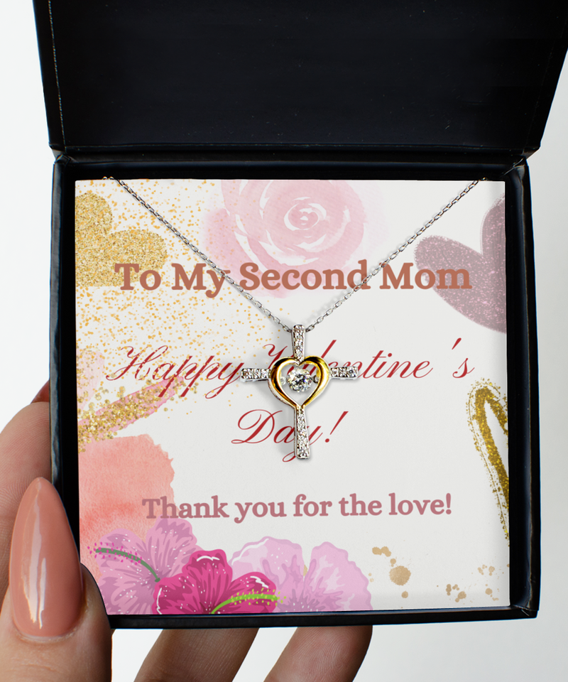Happy Valentine's Day Cross Necklace - For My Second Mom