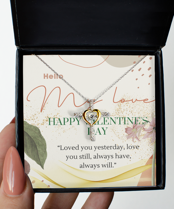 Happy Valentine's day Cross Necklace