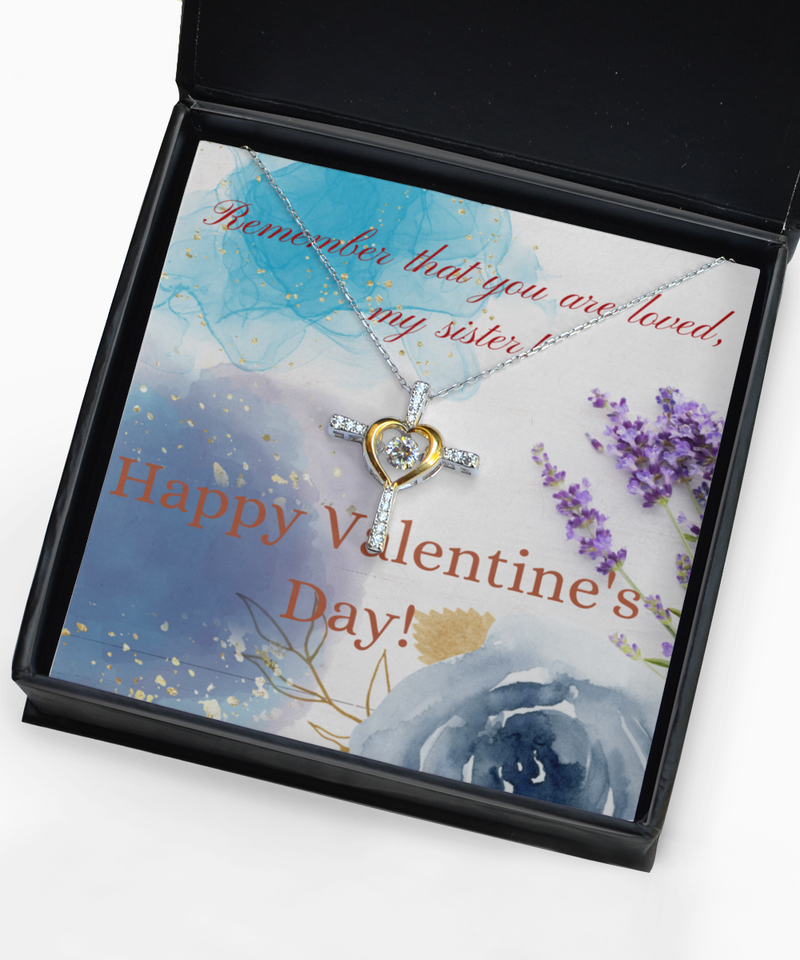 Happy Valentine's Day Cross Necklace