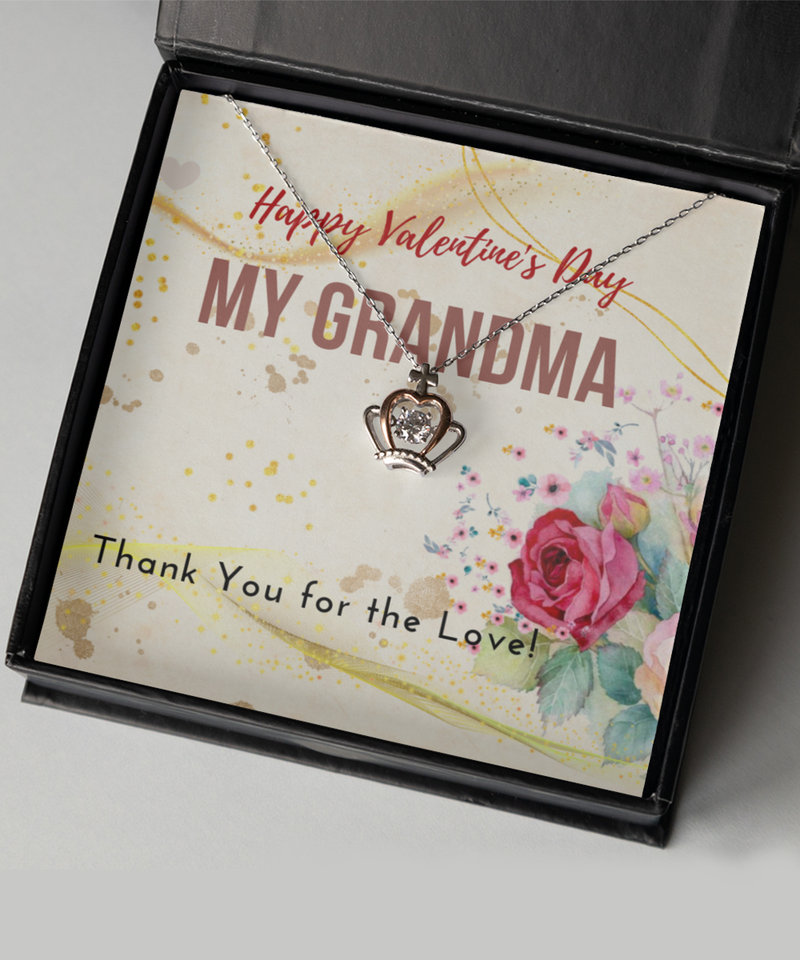 Happy Valentine's Day Crown Necklace - For My Grandma