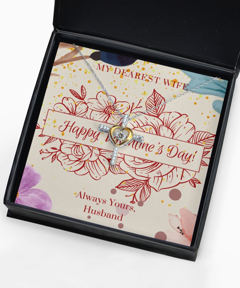 Happy Valentine's Day Cross Necklace - Wife Valentine's Necklace