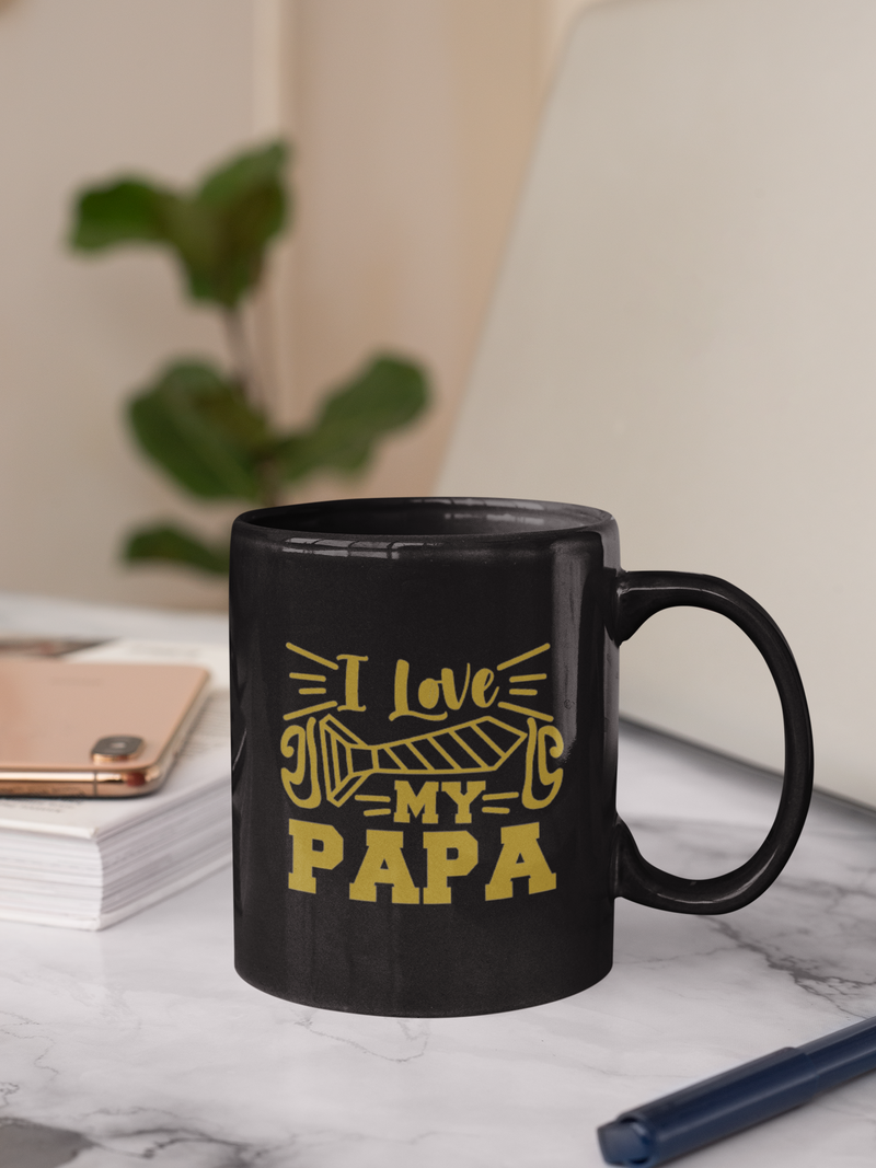 I Love My Papa Black Coffee Mug, Great Gift for Papa
